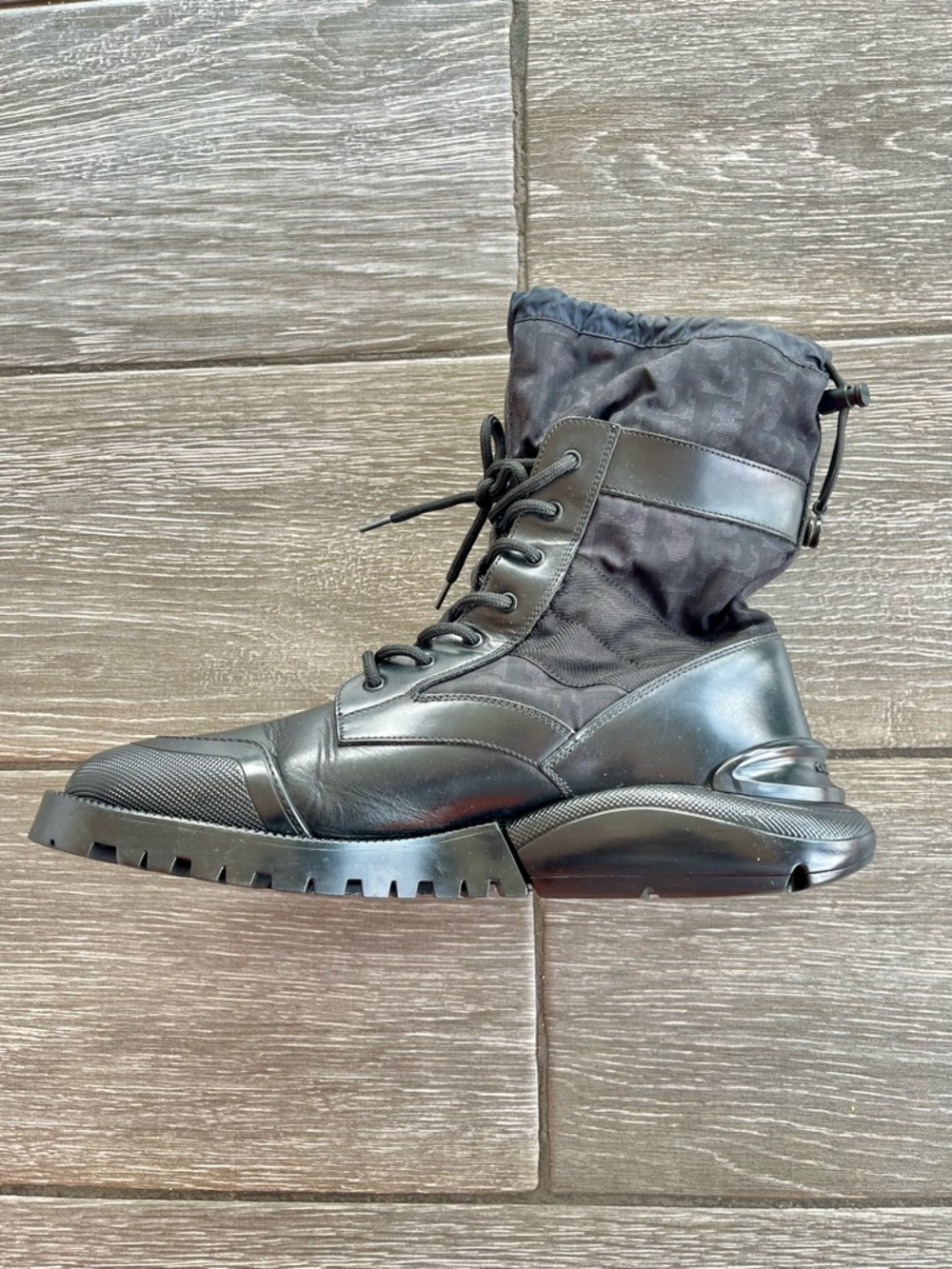 Dior Runway Pre Fall 2019 Oblique Monogram Nylon Leather Combat Boots - Picture 4 of 10